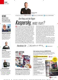 Titelbild der Ausgabe 7/2022 von Der Krieg und die Folgen Kaspersky, was nun?. Zeitschriften als Abo oder epaper bei United Kiosk online kaufen.
