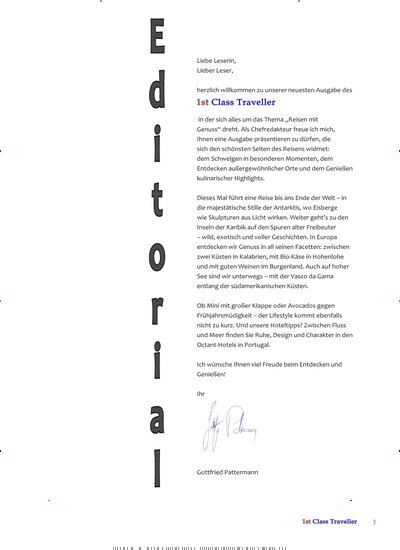 Titelbild der Ausgabe 1/2025 von 1st Class Travellers. Diese Zeitschrift und viele weitere Reisemagazine, Freizeitmagazine und Wissensmagazine als Abo oder epaper bei United Kiosk online kaufen.