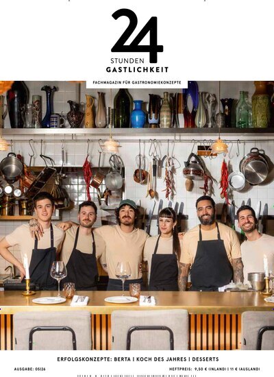 Titelbild der Ausgabe 5/2026 von 24 Stunden Gastlichkeit. Diese Zeitschrift und viele weitere Gastronomiezeitschriften, Fashionmagazine, Beautymagazine als Abo oder epaper bei United Kiosk online kaufen.