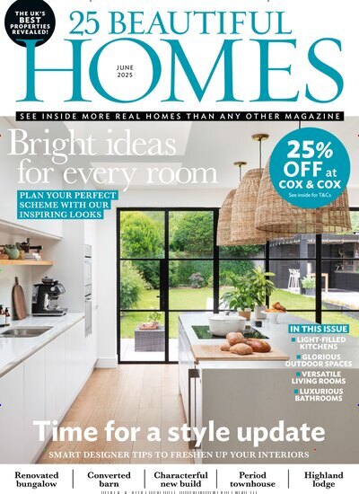 Titelbild der Ausgabe 6/2025 von 25 Beautiful Homes. Diese Zeitschrift und viele weitere Gartenzeitschriften und Wohnzeitschriften als Abo oder epaper bei United Kiosk online kaufen.