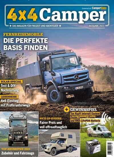 Titelbild der Ausgabe 1/2023 von 4X4 Camper. Diese Zeitschrift und viele weitere Automagazine und Motorradzeitschriften als Abo oder epaper bei United Kiosk online kaufen.