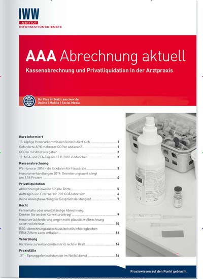 Titelbild der Ausgabe 1/2021 von AAA Abrechnung aktuell. Diese Zeitschrift und viele weitere Pflegezeitschriften und medizinische Fachzeitschriften als Abo oder epaper bei United Kiosk online kaufen.