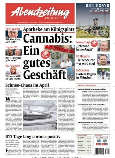 Titelbild der Ausgabe 93/2024 von Abendzeitung München. Diese Zeitschrift und viele weitere Zeitungsabos als Abo oder epaper bei United Kiosk online kaufen.
