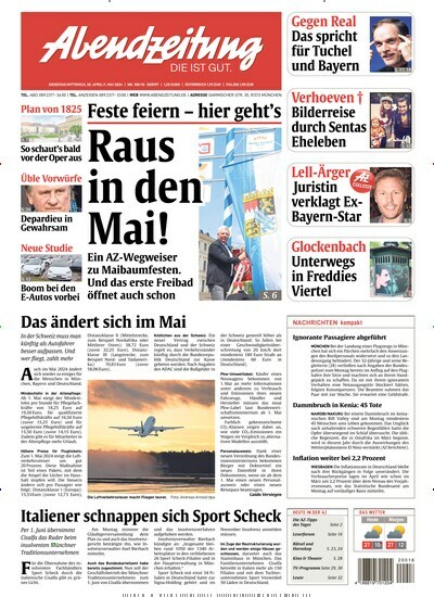 Titelbild der Ausgabe 100/2024 von Abendzeitung München. Diese Zeitschrift und viele weitere Zeitungsabos als Abo oder epaper bei United Kiosk online kaufen.