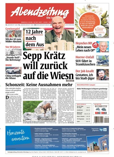 Titelbild der Ausgabe 105/2025 von Abendzeitung München. Diese Zeitschrift und viele weitere Zeitungsabos als Abo oder epaper bei United Kiosk online kaufen.