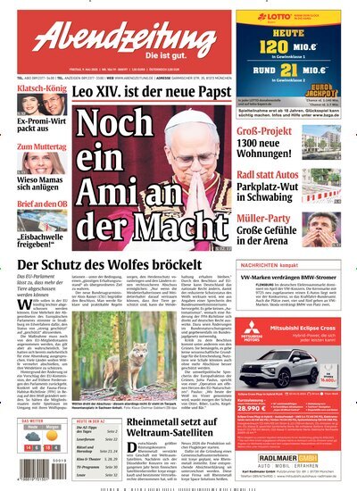 Titelbild der Ausgabe 106/2025 von Abendzeitung München. Diese Zeitschrift und viele weitere Zeitungsabos als Abo oder epaper bei United Kiosk online kaufen.