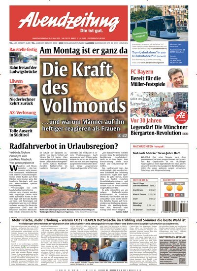 Titelbild der Ausgabe 107/2025 von Abendzeitung München. Diese Zeitschrift und viele weitere Zeitungsabos als Abo oder epaper bei United Kiosk online kaufen.