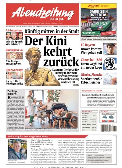 Titelbild der Ausgabe 131/2026 von Abendzeitung München. Diese Zeitschrift und viele weitere Zeitungsabos als Abo oder epaper bei United Kiosk online kaufen.
