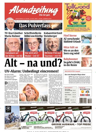 Titelbild der Ausgabe 135/2025 von Abendzeitung München. Diese Zeitschrift und viele weitere Zeitungsabos als Abo oder epaper bei United Kiosk online kaufen.