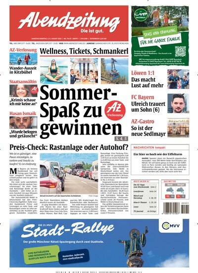 Titelbild der Ausgabe 176/2025 von Abendzeitung München. Diese Zeitschrift und viele weitere Zeitungsabos als Abo oder epaper bei United Kiosk online kaufen.