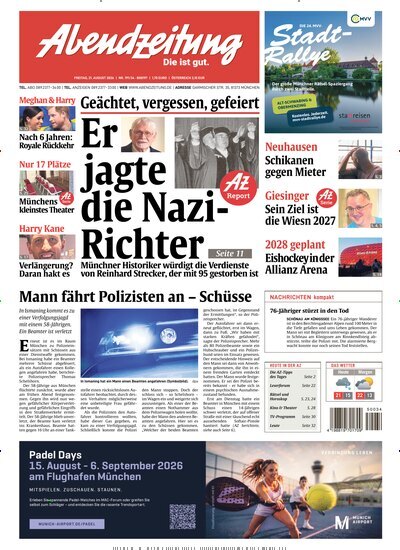 Titelbild der Ausgabe 191/2026 von Abendzeitung München. Diese Zeitschrift und viele weitere Zeitungsabos als Abo oder epaper bei United Kiosk online kaufen.