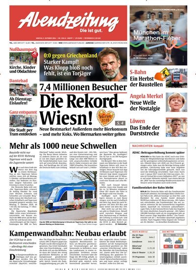 Titelbild der Ausgabe 228/2026 von Abendzeitung München. Diese Zeitschrift und viele weitere Zeitungsabos als Abo oder epaper bei United Kiosk online kaufen.