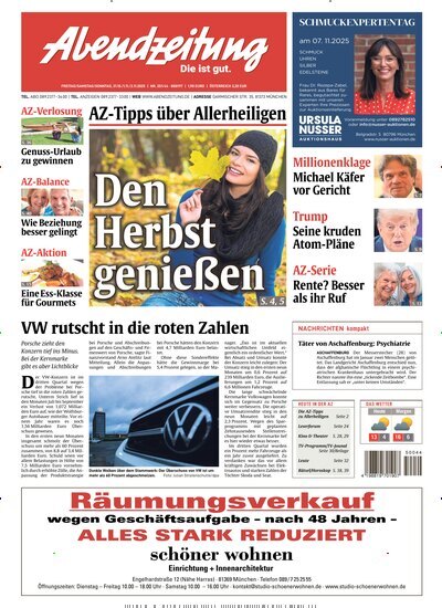 Titelbild der Ausgabe 251/2025 von Abendzeitung München. Diese Zeitschrift und viele weitere Zeitungsabos als Abo oder epaper bei United Kiosk online kaufen.