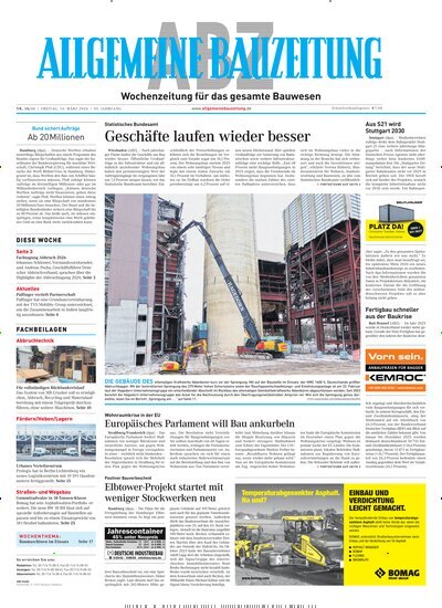 Titelbild der Ausgabe 11/2026 von ABZ - Allgemeine Bauzeitung. Diese Zeitschrift und viele weitere Architekturzeitschriften und Bauzeitschriften als Abo oder epaper bei United Kiosk online kaufen.