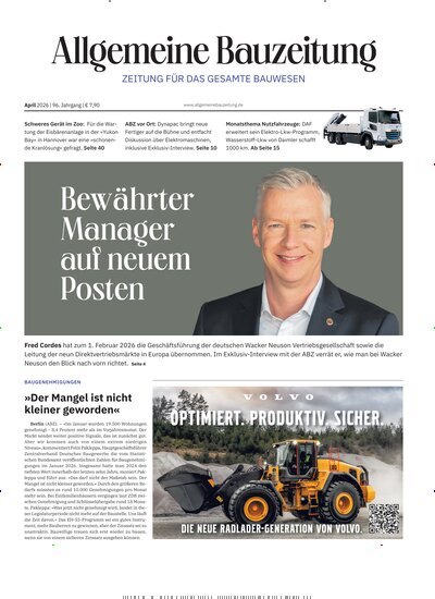 Titelbild der Ausgabe 16/2026 von ABZ - Allgemeine Bauzeitung. Diese Zeitschrift und viele weitere Architekturzeitschriften und Bauzeitschriften als Abo oder epaper bei United Kiosk online kaufen.
