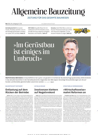 Titelbild der Ausgabe 17/2026 von ABZ - Allgemeine Bauzeitung. Diese Zeitschrift und viele weitere Architekturzeitschriften und Bauzeitschriften als Abo oder epaper bei United Kiosk online kaufen.