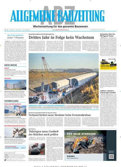 Titelbild der Ausgabe 18/2025 von ABZ - Allgemeine Bauzeitung. Diese Zeitschrift und viele weitere Architekturzeitschriften und Bauzeitschriften als Abo oder epaper bei United Kiosk online kaufen.
