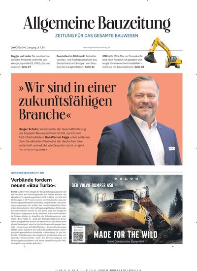 Titelbild der Ausgabe 24/2026 von ABZ - Allgemeine Bauzeitung. Diese Zeitschrift und viele weitere Architekturzeitschriften und Bauzeitschriften als Abo oder epaper bei United Kiosk online kaufen.
