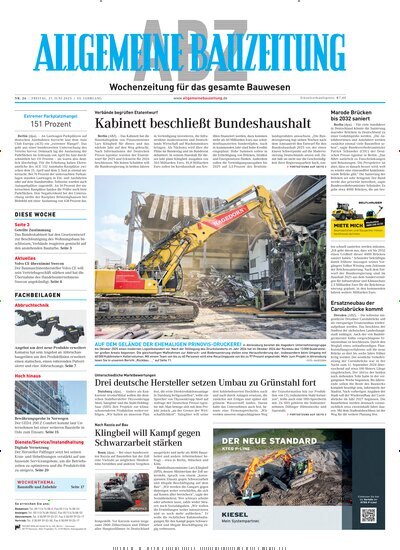 Titelbild der Ausgabe 26/2025 von ABZ - Allgemeine Bauzeitung. Diese Zeitschrift und viele weitere Architekturzeitschriften und Bauzeitschriften als Abo oder epaper bei United Kiosk online kaufen.