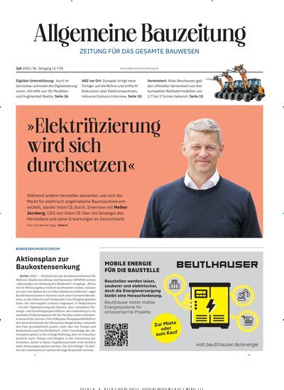 Titelbild der Ausgabe 27/2026 von ABZ - Allgemeine Bauzeitung. Diese Zeitschrift und viele weitere Architekturzeitschriften und Bauzeitschriften als Abo oder epaper bei United Kiosk online kaufen.