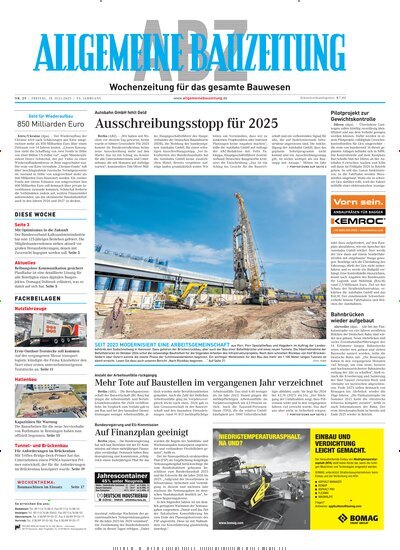 Titelbild der Ausgabe 29/2025 von ABZ - Allgemeine Bauzeitung. Diese Zeitschrift und viele weitere Architekturzeitschriften und Bauzeitschriften als Abo oder epaper bei United Kiosk online kaufen.