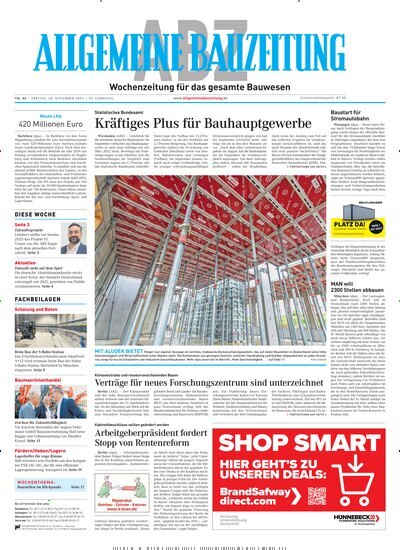 Titelbild der Ausgabe 48/2025 von ABZ - Allgemeine Bauzeitung. Diese Zeitschrift und viele weitere Architekturzeitschriften und Bauzeitschriften als Abo oder epaper bei United Kiosk online kaufen.
