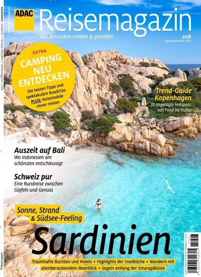 Titelbild der Ausgabe 208/2025 von ADAC Reisemagazin. Diese Zeitschrift und viele weitere Reisemagazine, Freizeitmagazine und Wissensmagazine als Abo oder epaper bei United Kiosk online kaufen.