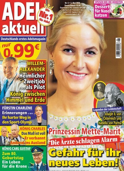 Titelbild der Ausgabe 6/2026 von Adel aktuell. Diese Zeitschrift und viele weitere Frauenzeitschriften als Abo oder epaper bei United Kiosk online kaufen.