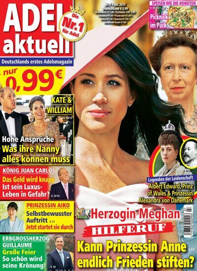 Titelbild der Ausgabe 7/2025 von Adel aktuell. Diese Zeitschrift und viele weitere Frauenzeitschriften als Abo oder epaper bei United Kiosk online kaufen.
