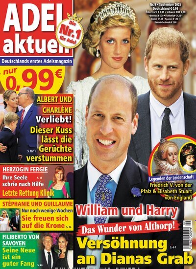 Titelbild der Ausgabe 9/2025 von Adel aktuell. Diese Zeitschrift und viele weitere Frauenzeitschriften als Abo oder epaper bei United Kiosk online kaufen.