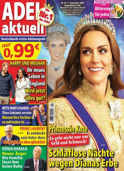 Titelbild der Ausgabe 10/2026 von Adel aktuell. Diese Zeitschrift und viele weitere Frauenzeitschriften als Abo oder epaper bei United Kiosk online kaufen.