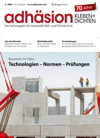 Titelbild der Ausgabe 3/2026 von adhäsion KLEBEN & DICHTEN. Diese Zeitschrift und viele weitere Industriemagazine und Handwerkmagazine als Abo oder epaper bei United Kiosk online kaufen.