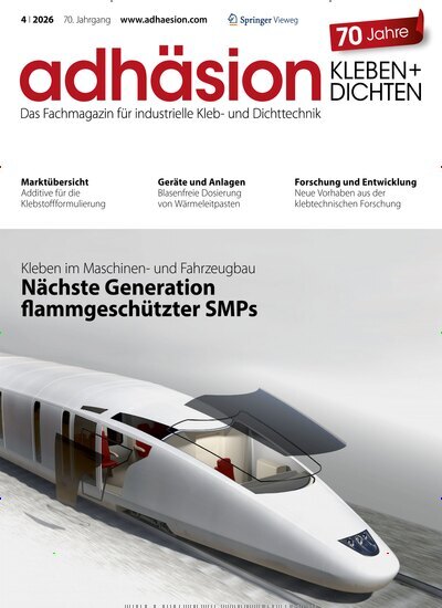 Titelbild der Ausgabe 4/2026 von adhäsion KLEBEN & DICHTEN. Diese Zeitschrift und viele weitere Industriemagazine und Handwerkmagazine als Abo oder epaper bei United Kiosk online kaufen.