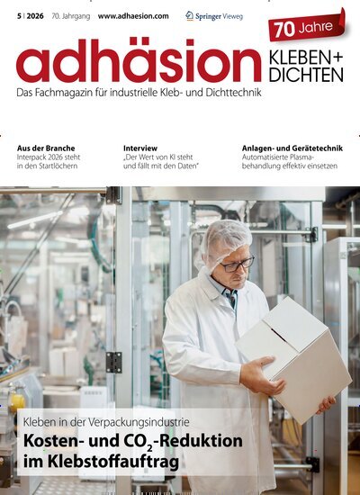 Titelbild der Ausgabe 5/2026 von adhäsion KLEBEN & DICHTEN. Diese Zeitschrift und viele weitere Industriemagazine und Handwerkmagazine als Abo oder epaper bei United Kiosk online kaufen.