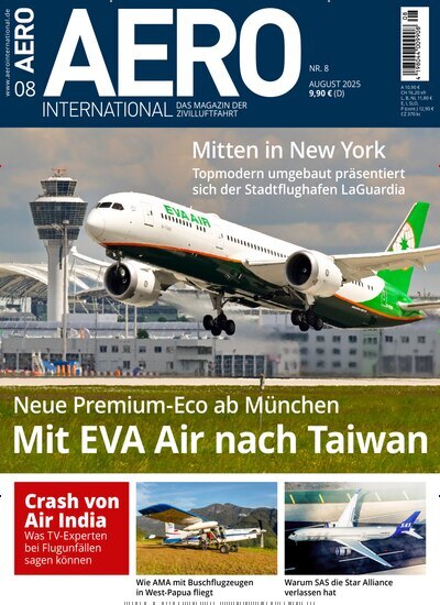 Titelbild der Ausgabe 8/2025 von Aero International. Diese Zeitschrift und viele weitere Reisemagazine, Freizeitmagazine und Wissensmagazine als Abo oder epaper bei United Kiosk online kaufen.