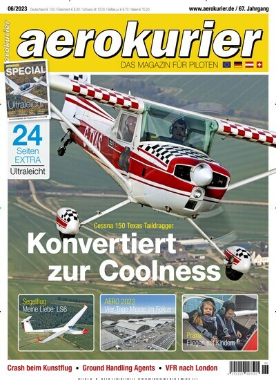 Titelbild der Ausgabe 6/2023 von aerokurier. Diese Zeitschrift und viele weitere Reisemagazine, Freizeitmagazine und Wissensmagazine als Abo oder epaper bei United Kiosk online kaufen.