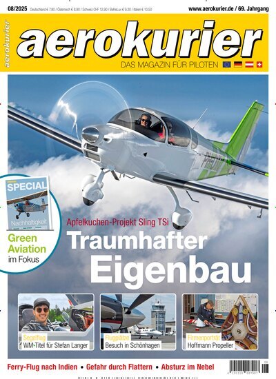 Titelbild der Ausgabe 8/2025 von aerokurier. Diese Zeitschrift und viele weitere Reisemagazine, Freizeitmagazine und Wissensmagazine als Abo oder epaper bei United Kiosk online kaufen.