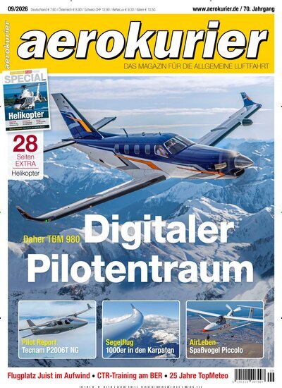 Titelbild der Ausgabe 9/2026 von aerokurier. Diese Zeitschrift und viele weitere Reisemagazine, Freizeitmagazine und Wissensmagazine als Abo oder epaper bei United Kiosk online kaufen.