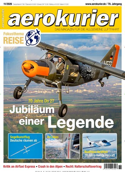 Titelbild der Ausgabe 11/2026 von aerokurier. Diese Zeitschrift und viele weitere Reisemagazine, Freizeitmagazine und Wissensmagazine als Abo oder epaper bei United Kiosk online kaufen.