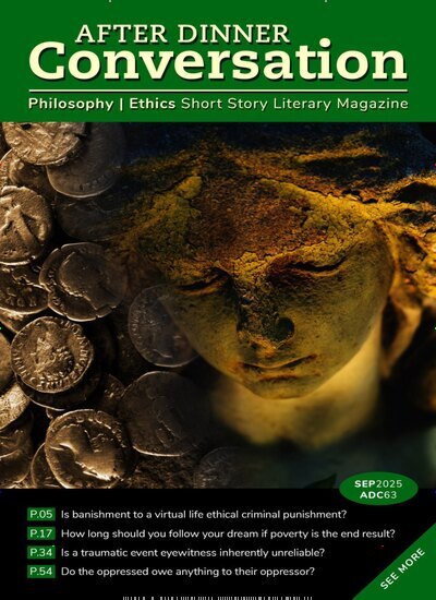 Titelbild der Ausgabe 9/2025 von After Dinner Conversation Philosophy - Ethics Short Story Magazine. Diese Zeitschrift und viele weitere Reisemagazine, Freizeitmagazine und Wissensmagazine als Abo oder epaper bei United Kiosk online kaufen.