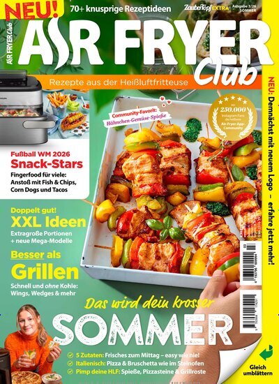 Titelbild der Ausgabe 3/2026 von Air Fryer Club. Diese Zeitschrift und viele weitere Kochzeitschriften und Backzeitschriften als Abo oder epaper bei United Kiosk online kaufen.