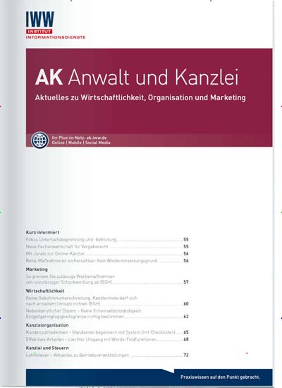 Titelbild der Ausgabe 1/2021 von AK Anwalt und Kanzlei. Diese Zeitschrift und viele weitere Businessmagazine als Abo oder epaper bei United Kiosk online kaufen.