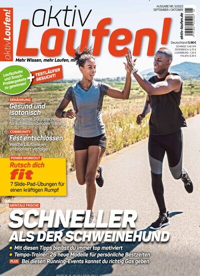 Titelbild der Ausgabe 5/2023 von aktiv Laufen. Diese Zeitschrift und viele weitere Sportmagazine als Abo oder epaper bei United Kiosk online kaufen.