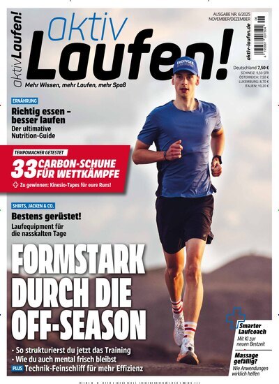 Titelbild der Ausgabe 6/2025 von aktiv Laufen. Diese Zeitschrift und viele weitere Sportmagazine als Abo oder epaper bei United Kiosk online kaufen.