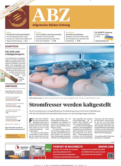 Titelbild der Ausgabe 25/2022 von Allgemeine BäckerZeitung (ABZ). Diese Zeitschrift und viele weitere Gastronomiezeitschriften, Fashionmagazine, Beautymagazine als Abo oder epaper bei United Kiosk online kaufen.