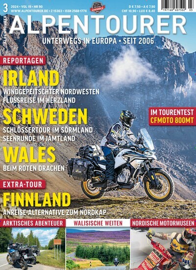 Titelbild der Ausgabe 3/2024 von Alpentourer. Diese Zeitschrift und viele weitere Automagazine und Motorradzeitschriften als Abo oder epaper bei United Kiosk online kaufen.