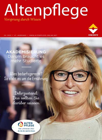 Titelbild der Ausgabe 4/2022 von Altenpflege. Diese Zeitschrift und viele weitere Pflegezeitschriften und medizinische Fachzeitschriften als Abo oder epaper bei United Kiosk online kaufen.