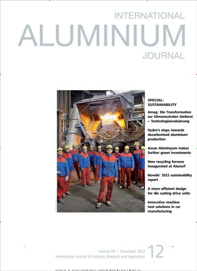 Titelbild der Ausgabe 12/2023 von Aluminium International Journal. Diese Zeitschrift und viele weitere Industriemagazine und Handwerkmagazine als Abo oder epaper bei United Kiosk online kaufen.