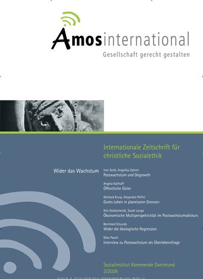 Titelbild der Ausgabe 2/2026 von Amosinternational - Gesellschaft gerecht gestalten. Diese Zeitschrift und viele weitere Kunstmagazine und Kulturmagazine als Abo oder epaper bei United Kiosk online kaufen.