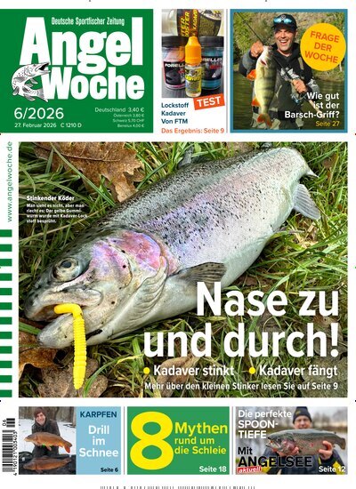 Titelbild der Ausgabe 6/2026 von AngelWoche. Diese Zeitschrift und viele weitere Sportmagazine als Abo oder epaper bei United Kiosk online kaufen.